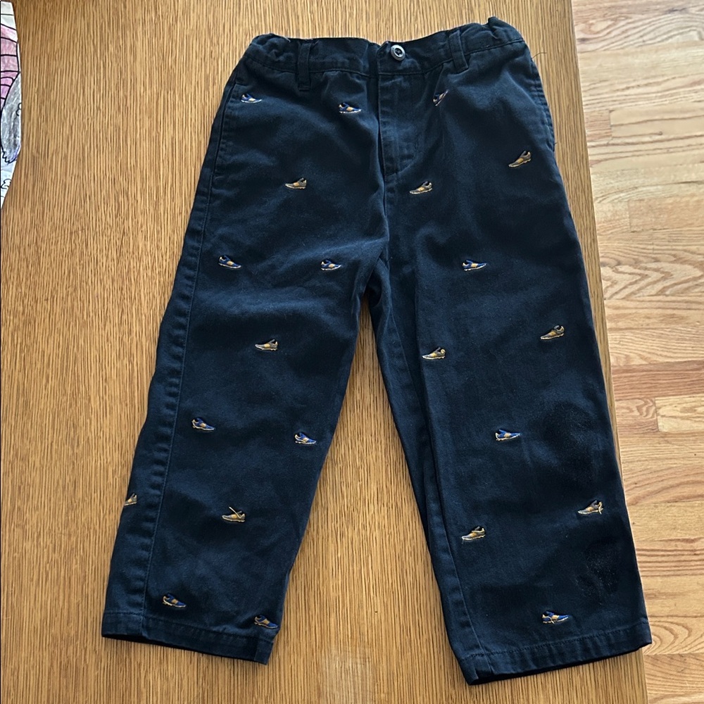 Kitestrings Navy Blue Kids Embroidered Pants